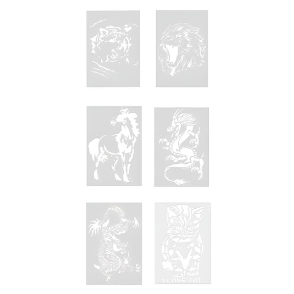 CCOCC 6pcs Cartoon Animal Painting Template Drawing Tools Multi-pattern Hollow Out Painting Stencil for Kids Boys Girls (Random Style)