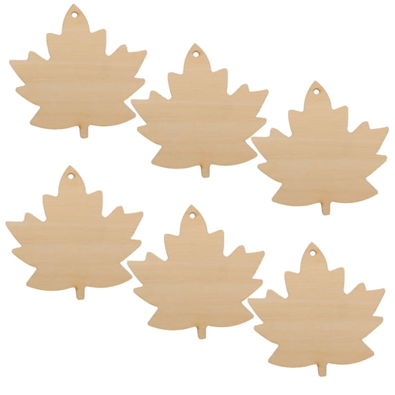 CCOCC 6pcs DIY Wooden Maple Leaf Cutouts Unfinished Wood Leaf Pieces for Crafts Fall Halloween Ornament Wooden Leaves for Classroom Home Decor