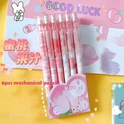 CCOCC 6 Pcs Kawaii Mechanical Pencil Set, Cute Cherry Blossom Automatic Press Pen with Refills