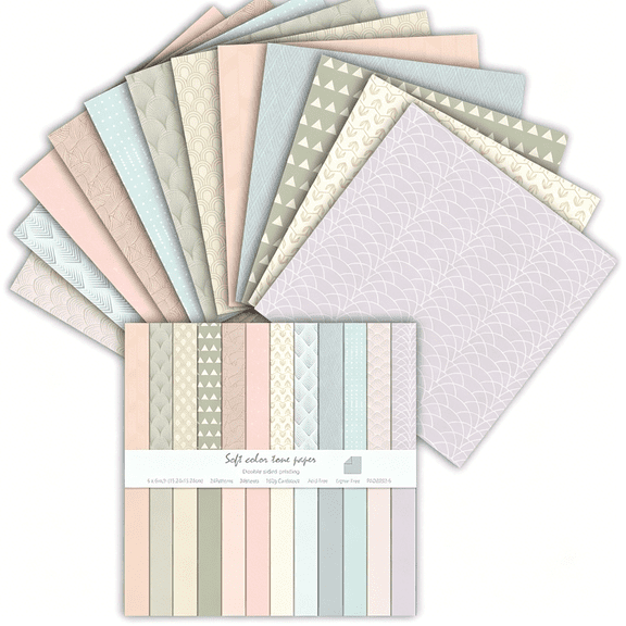 CCOCC 6x6 Scrapbook Paper,Double Sided Patterned Paper 24 Sheets Decorative Craft Papers for Scrapbooking Card Making Junk Journals Decor