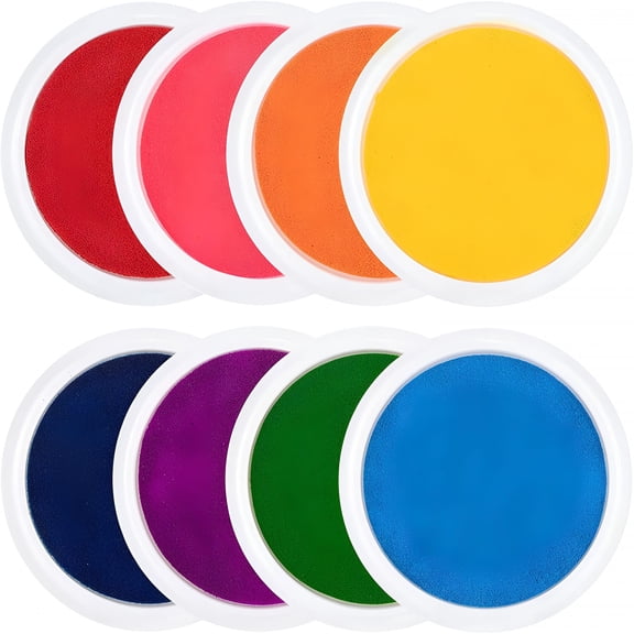 CCOCC 7" Large Ink Pads for Kids - Handprint Footprint Size Rainbow Stamps Pad, Safe & Washable Ink Pad for Card Making Stamp Crafting Paper Wood Fabric Scrapbook Kids Birthday Gifts