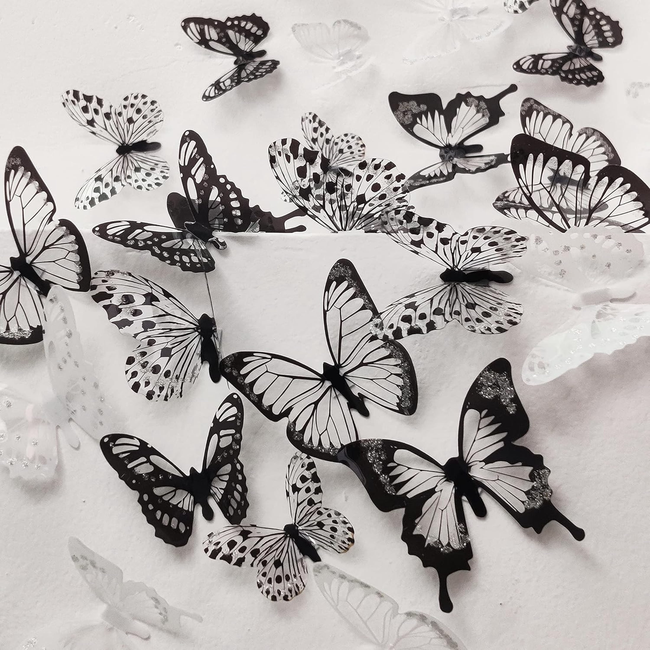 CCOCC 72 Pcs 3D Butterfly Wall Stickers,Waterproof Pvc,Black&White ...