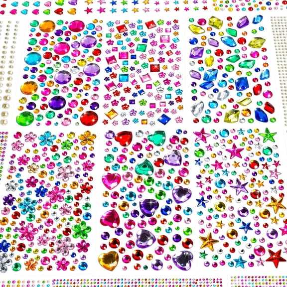 CCOCC 7500+Pcs Jewel Stickers for Crafts,Self Adhesive Gem Stickers Kit,Acrylic Rhinestone Stickers Assorted Shapes for Scrapbooking,Card Making,Diy Projects,Party Decorations