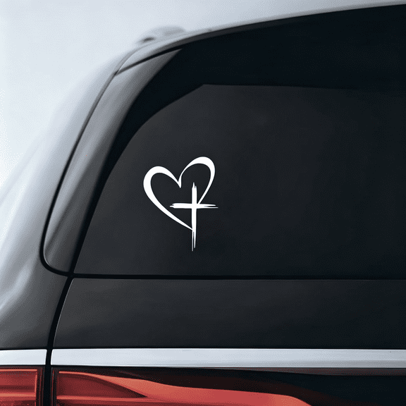 CCOCC 8.7''6'' Car Stickers,Car Accessorieslove Heart Cross Vinyl Sticker Automotive Decals,Decals for Vehicles,Automotive Decoration,Applied to Bumpers,Windows,Trunks of Cars,Trucks,Van,Suv