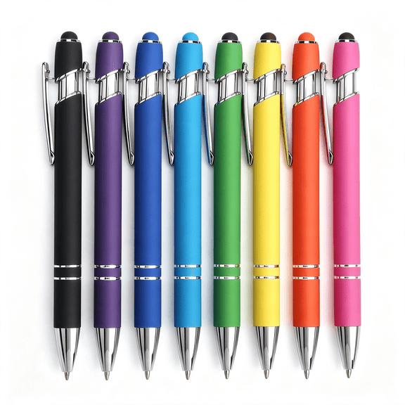 CCOCC 8 Pack Ballpoint Pen 2-In-1 Stylus,1.0 Mm Black Ink | Retractable Ballpoint Pen with Stylus Tip,Metal Stylus Pen for Touch Screens,Smooth Pens Ballpoint