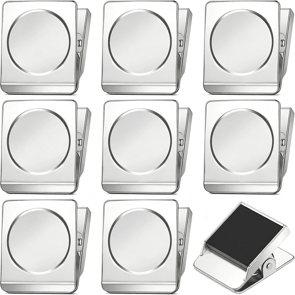 CCOCC 8 Pack Clip Magnets Extra Large Magnetic Clips,Fridge Magnet Clips,Clip Magnets Great for Home,Office,Whiteboard,Kitchen,Classroom-2.2" (Silver)