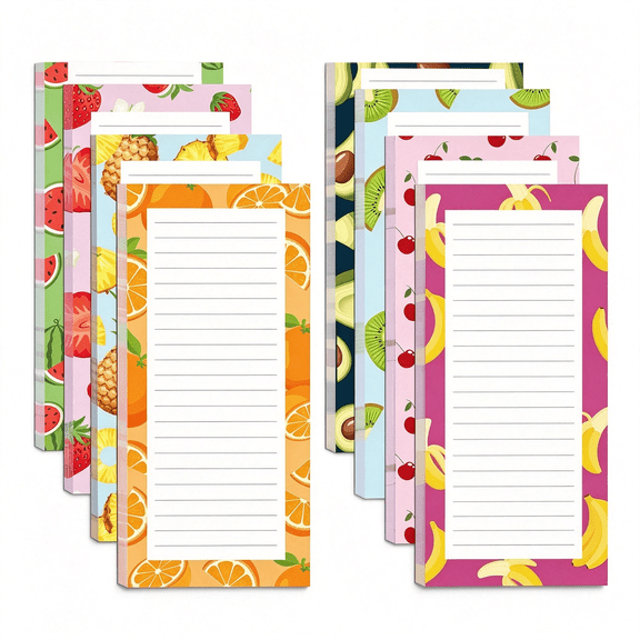 CCOCC 8 Pack Magnetic Note Pad for Fridge,200 Sheets Grocery List Pad|3.5X7.5 In,Mini Magnetic Shopping List Notepad,Full Back Magnet,Floral Design,For Kitchen,Meal Prep,Home,Dorm,Parents