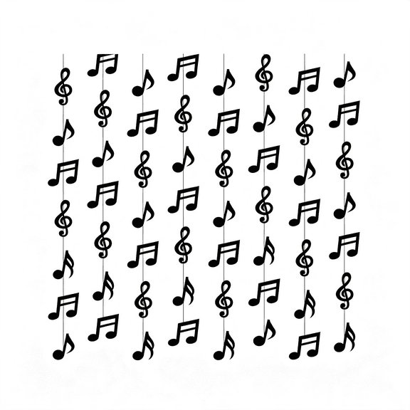 CCOCC 8 Pcs Music Notes Party Decorations Musical Birthday Hanging Decorations Music Notes Paper Garland Banner for 50S 80S Birthday Baby Shower Wedding Party Supplies Ceiling Decor(Black)