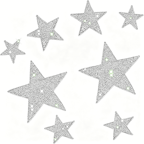 CCOCC 8 Pieces Rhinestone Star Stickers Silver Car Decals Crystal Diamond Self Adhesive Car Stickers Glitter Auto Emblem Decals Decoration for Bumper Window Laptops Luggage