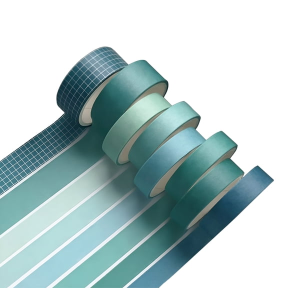 CCOCC 8 Rolls/Box Washi Tape Adhesive Convenient Solid Colors Decorative Students School Scrapbook Stickers for Decorating Black