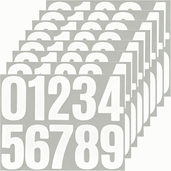 CCOCC 80 Numbers 0-9,4-Inch Large White Self-Adhesive Vinyl Number Sticker | for Mailbox,Storage Box, Organizer,Removable,8 Sheets Number Stickers