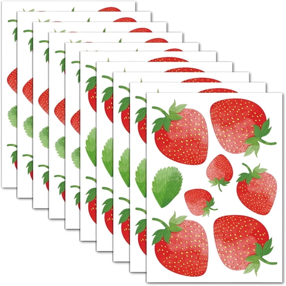 CCOCC 80 Pcs Strawberry Wall Decals-Peel and Stick for Bedroom,Kitchen,Bathroom&Nursery-Cute Strawberry Decor for Home&Party