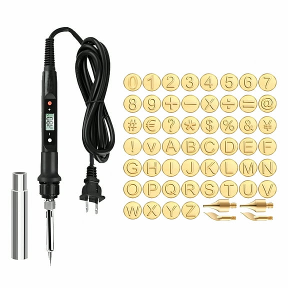 CCOCC 80W Hot Stamp Tool & Wood Burning Pen, Adjustable Temperature Engraver Kit with Letters & Numbers for DIY Crafts