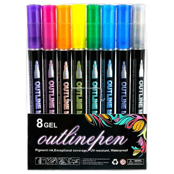 CCOCC 8Pcs Markers Set,Water-Based Environmentally Friendly Ink Colored Markers,Shiny and Dreamy Magic Markers