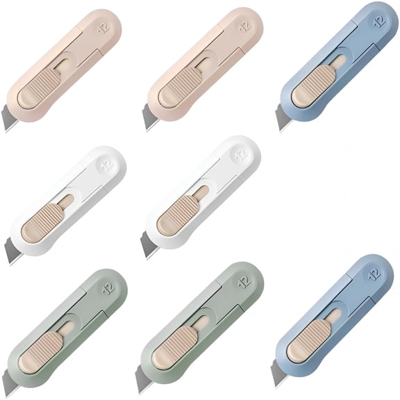 CCOCC 8Pcs Utility Knife,Sk5 Retractable Blade Duty Box Cutter Letter Opener,Razor Sharp Cartons Cardboard Cutter Knife Perfect for Paper,Sewing,Craft,Home and Office,Blue,Green,Pink