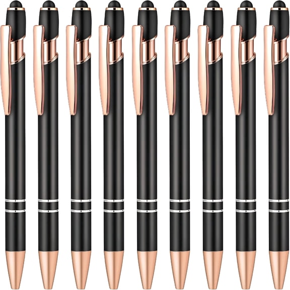 CCOCC 9 Pack Ballpoint Pens Smooth Writing 2-in-1 Stylus Retractable Ballpoint Pen with Stylus tip,Metal Stylus Pen for Touch Screens,1.0 mm Black Ink