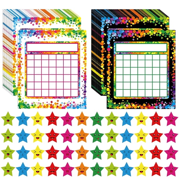 CCOCC 90 Pack Classroom Incentive Chart in 2 Designs with 2640 Star Stickers for Classroom Teaching Or Family Using
