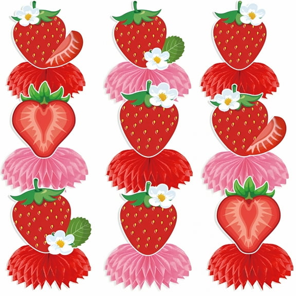 BPPEG PCS Strawberry Table Party Decorations Honeycomb CenterpiecesPerfect for Shortcake