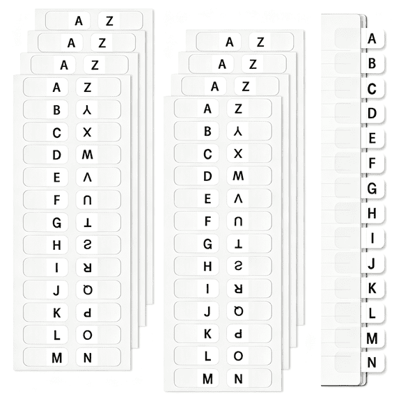 CCOCC A-Z Sticky Alphabet Tabs, Self-Adhesive Letter Index Stickers (208) | Transparent Permanent Tabs for Notebook, Textbook, Dictionary, Filing, Files & Office Organization