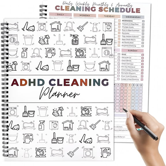 CCOCC ADHD Cleaning Planner for Adults & Teens  Undated Daily Weekly Monthly Yearly Cleaning Schedule and Checklist Organizer with Chore ChartHabit Trackerand DIY Home Improvement Templates