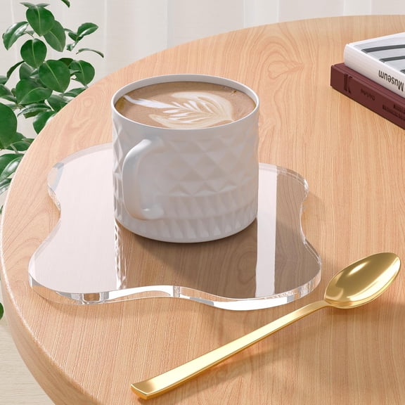 CCOCC Acrylic Coaster Decorative Plates,Irregular Bar Drink Coaster,Clear Cloud Shape Coffee Cup Coaster,Perfect for Tabletop Protection and Accessories Display.(Clear)