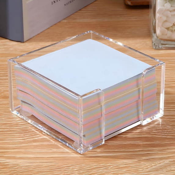 CCOCC Acrylic Sticky Note Holder,3X3 Crystal Clear Notepad Holder with Anti-Slip Base Sticky Note Dispenser for Office Desk,Home Organizer