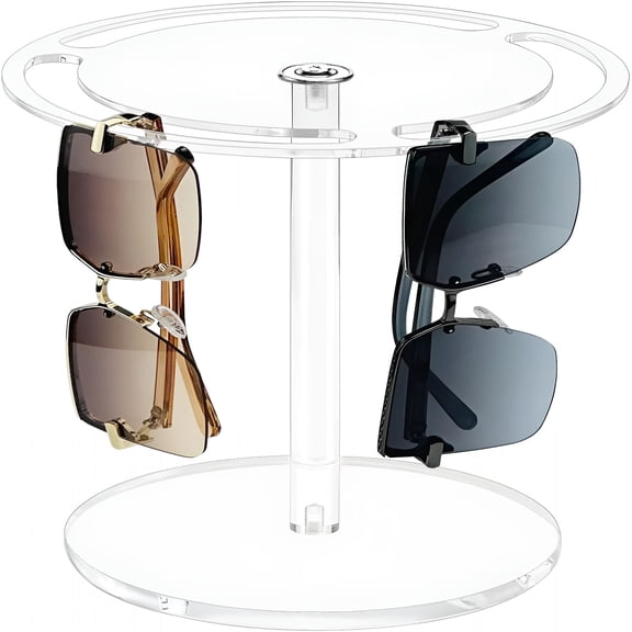 CCOCC Acrylic Sunglasses Holder Stand with 360 Rotating,Eyeglasses Display Rack Clear Glass Tabletop Organizer