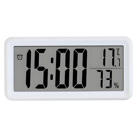 DESIGNICE Multi-Function LCD Digital Alarm Clock - Bedside Clock with Temperature & Humidity Monitoring