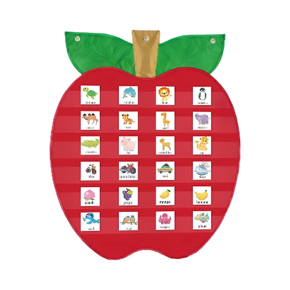 CCOCC Apple Pocket Chart 70x86cm Large Size Wall Organization for Teacher Lessons Class Demonstrations Homeschool Teaching Supplies