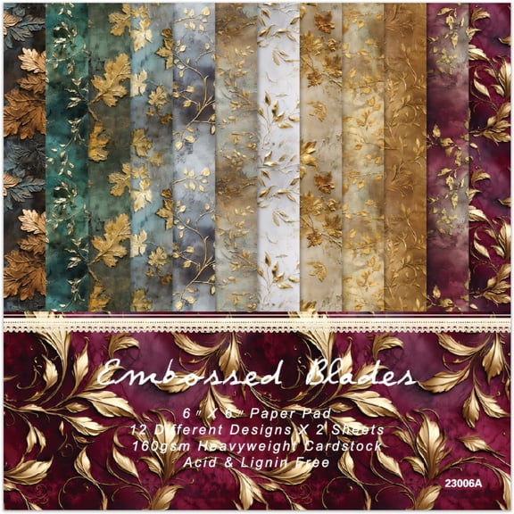 CCOCC Autumn Leaves Scrapbook Paper Pad,24 Sheets 6 X 6" Vintage Patterned Designed Wedding Decorative Decoupage for Card Making Folded Supplies Gift Wrapping Journals Diy Crafts Photo Album