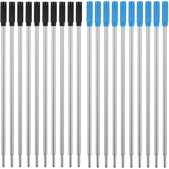 CCOCC Ballpoint Pen Refills 20 Pack, 1.0mm Medium Point-10 Black & 10 Blue, Smooth Writing Replaceable German Ink Refill