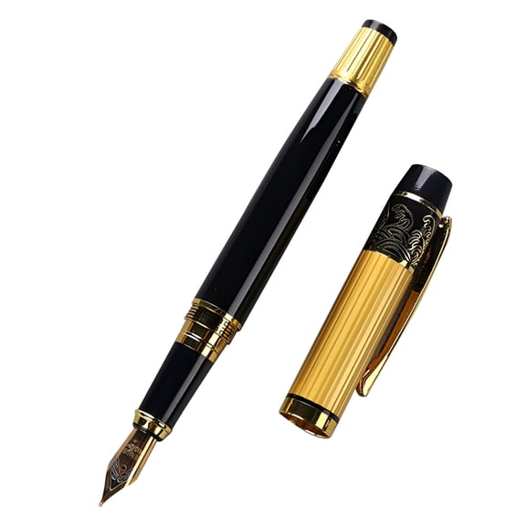 CCOCC Pen Ballpoint Pens, Stunning Black Chrome Metal Pen with Golden Trim, Best Ball Pen Gift Set for Men and Women, Professional, Executive, Office, Nice Pens Unusually Smooth Writing
