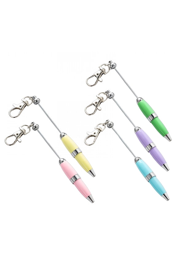 2026 New Beadable Ballpoint Pen with Keychain, 5Pcs 1.0Mm Signature Pen, Metal Stationery Pen, Bead Rollerball Pen for School and Office