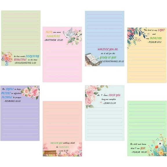CCOCC Bible Sticky Notes 8 Pack Christian Notepads Inspirational Pads Religious Bible Verse Positive Quotes Notepads