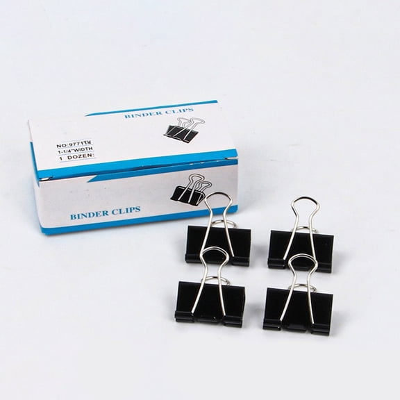 CCOCC Binder Clips Small Black 3/4" (19Mm), Paper Clip (12/Pack), 1-Pack