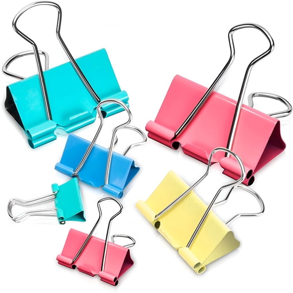 CCOCC Binder Clips Sturdy Tempered Steel Colorful 100 Pieces