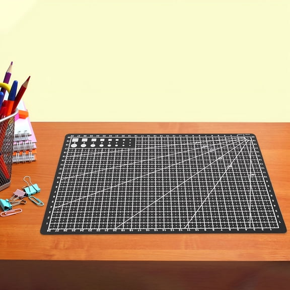 CCOCC Black A4 Double Sided Cutting Mat for DIY Crafts and Art Projects with Clear Measurement Grid and NonSlip Base
