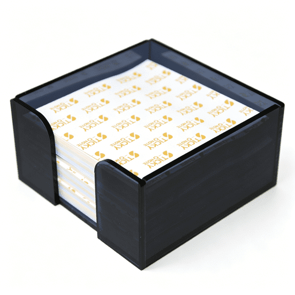 CCOCC Black Acrylic Sticky Note Holder, 3X3 Crystal Clear Notepad Holder with Anti-Slip Base Post It Note Holder Sticky Note, Dispenser for Office Desk, Home Organizer