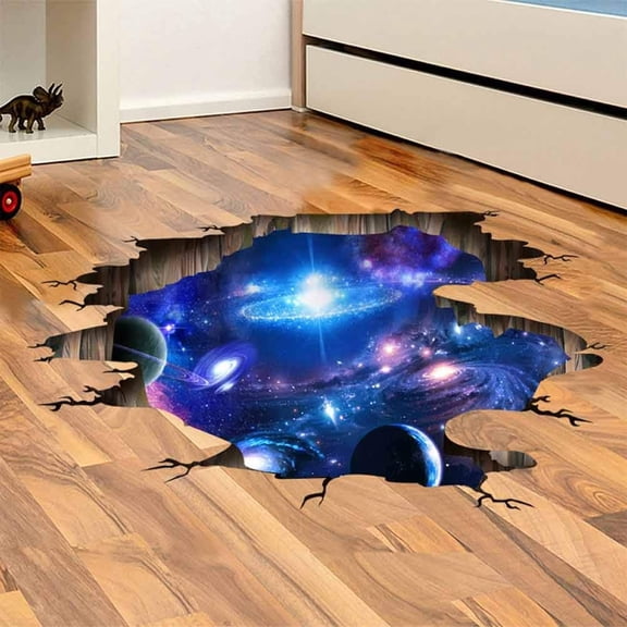 CCOCC Blue Purple Wall Decals,Removable Sticker 3D Milky Way Dreamscape Home Decor Space Decor(4 Sheets)