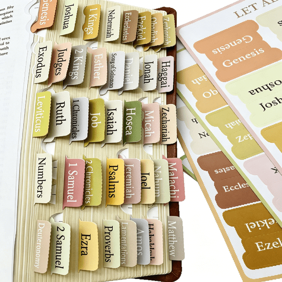 CCOCC Boho Bible Index Tabs for Men&Women Laminated Large Print Scripture Tabs for Study Bible,Easy Navigation with Neutral Design
