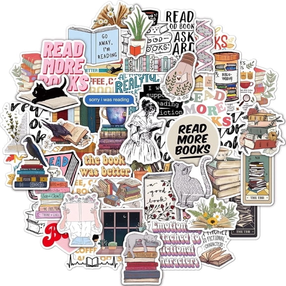 CCOCC Bookish Reading Stickers Pack for Books, Water Bottles, Laptops, Book Lover Sticker Accessories Gifts for Kids Teens Adults - Vinyl Stickers