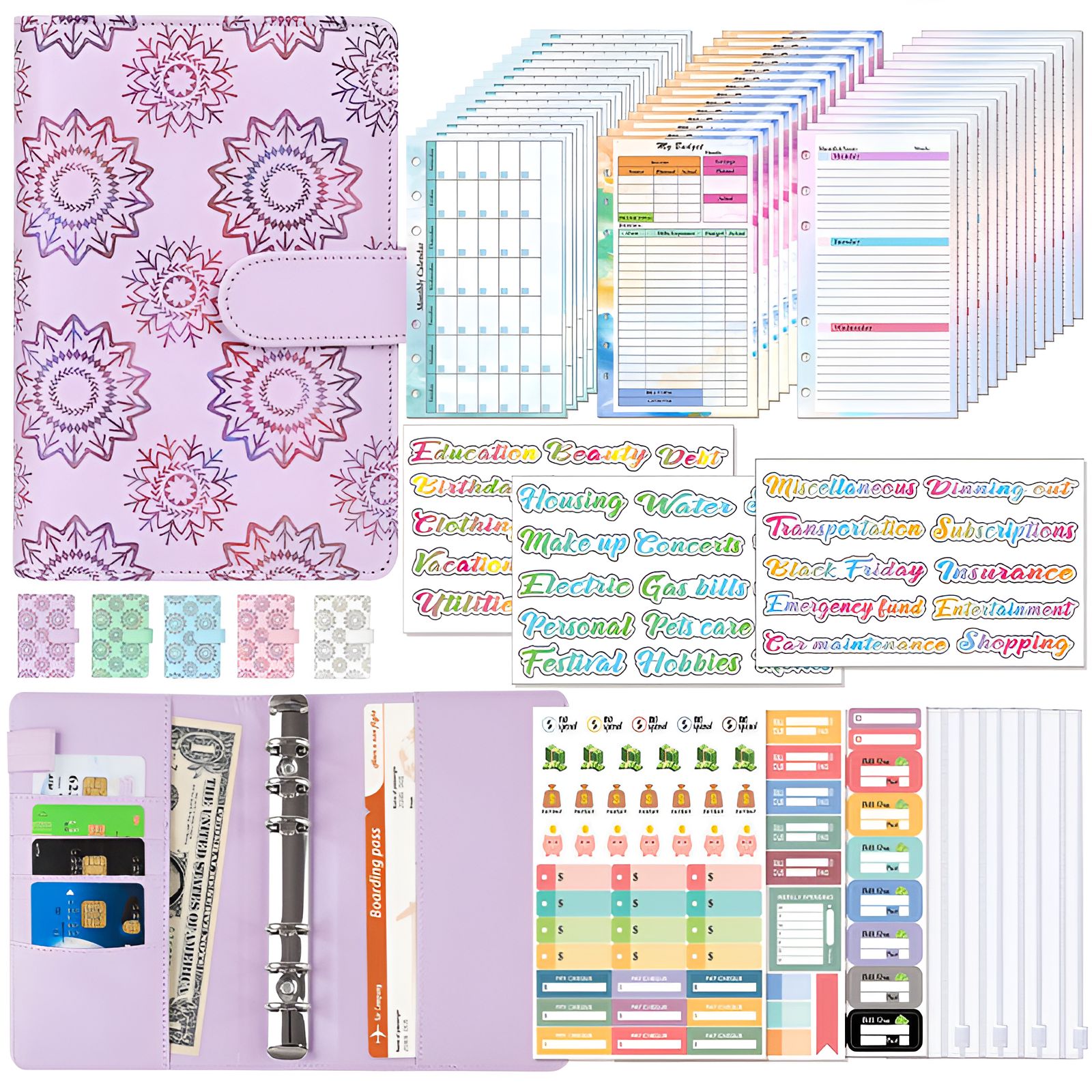CCOCC Budget Binder,Sturdy Exterior Layer Anti-Drop 100 Envelopes Money ...