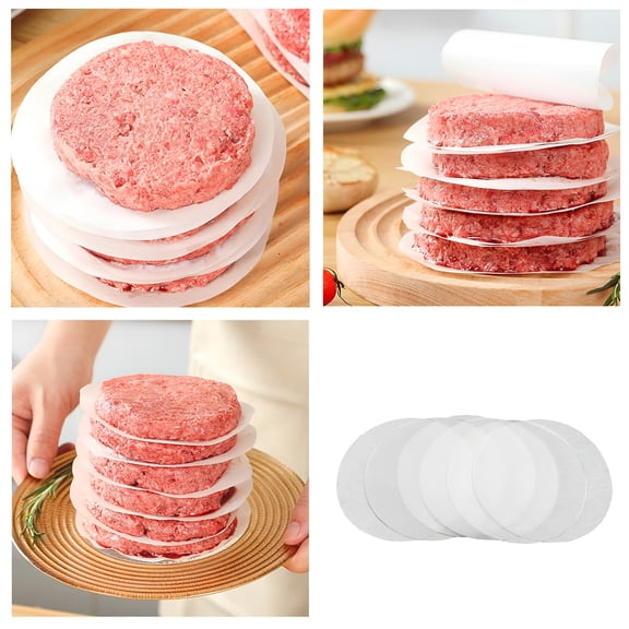CCOCC Burger Patty Paper,6.3 in,Set of 100,Patty Paper Squares,Baking Parchment Paper Round / Hamburger Patty Papers for Separating Burger Patty,Cookies and More Egg Roll Wrappers