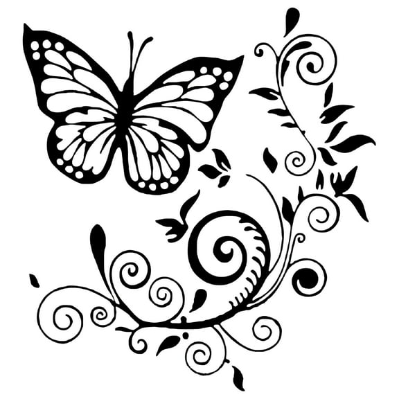 CCOCC Butterfly Flowers Car Sticker Car Body Side Decal Bumper Hood Sticker Decoration for Cars SUVs Trucks Vans Walls Laptop Black