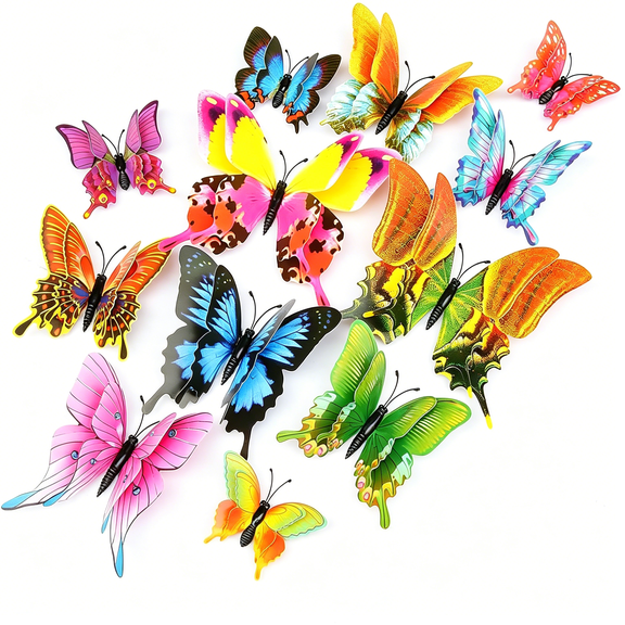 CCOCC Butterfly Wall Decor 24/48 PCS, 3D Butterflies Stickers for Party Decorations with Magnets (Swallow, 24)