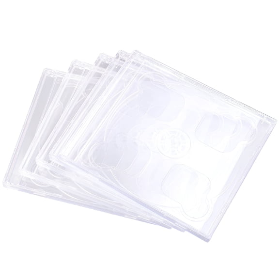 CCOCC CD Jewel Cases 5Pcs Dual CD DVD Storage Box with Clear Tray Standard Empty Replacement Cases Portable Transparent Plastic Package for Music Discs Data Backup Media Organization