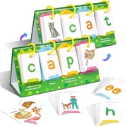 CCOCC CVC Word Flip Chart, 100 CVC Words Builder Game, Phonics Flash Cards, Sight Words Games Activity Educational Learning Tool for School Supplies, Special Education, Speech Therapy