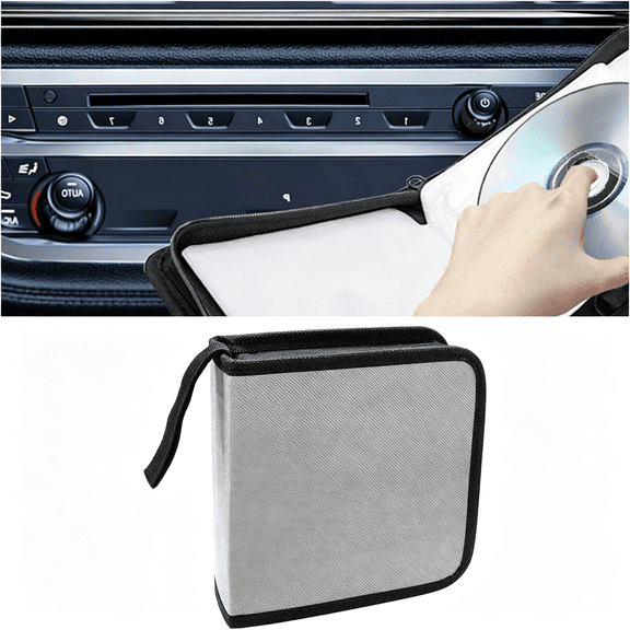 CCOCC Car Cd Case Holder, 40 Capacity Dvd Disc Organizer Wallet with Zipper, Portable Hard Plastic Cd Storage Binder, Universal Dvd Protective Accessories for Car, Home, Travel, Office (Gray)