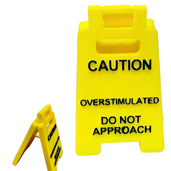CCOCC Caution Overstimulated Desk Sign,3D Printed Caution Overstimulated Do not Approach Signs,Funny Office Desk Warning Sign