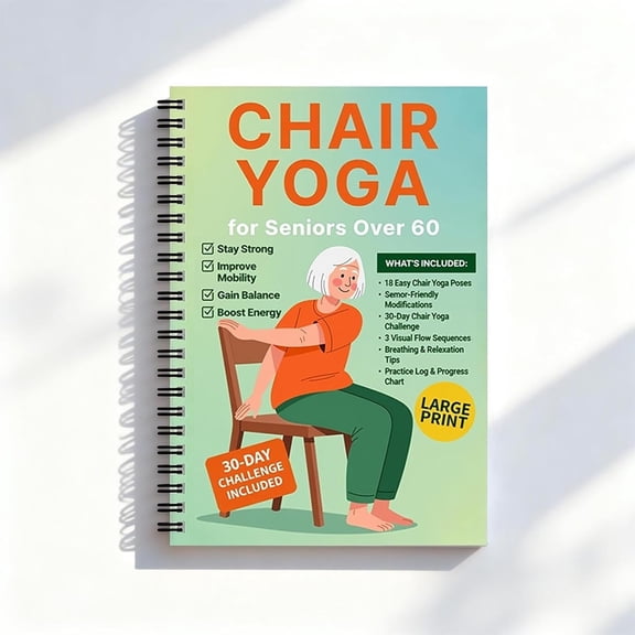 CCOCC Chair Yoga for Seniors Over 60 Book Chart,30Day Beginner,Challenge to Restore Strength,Mobility,Balance and Loss Weight,Complete Guide to Look Senior Chair Exercises for Women & Men